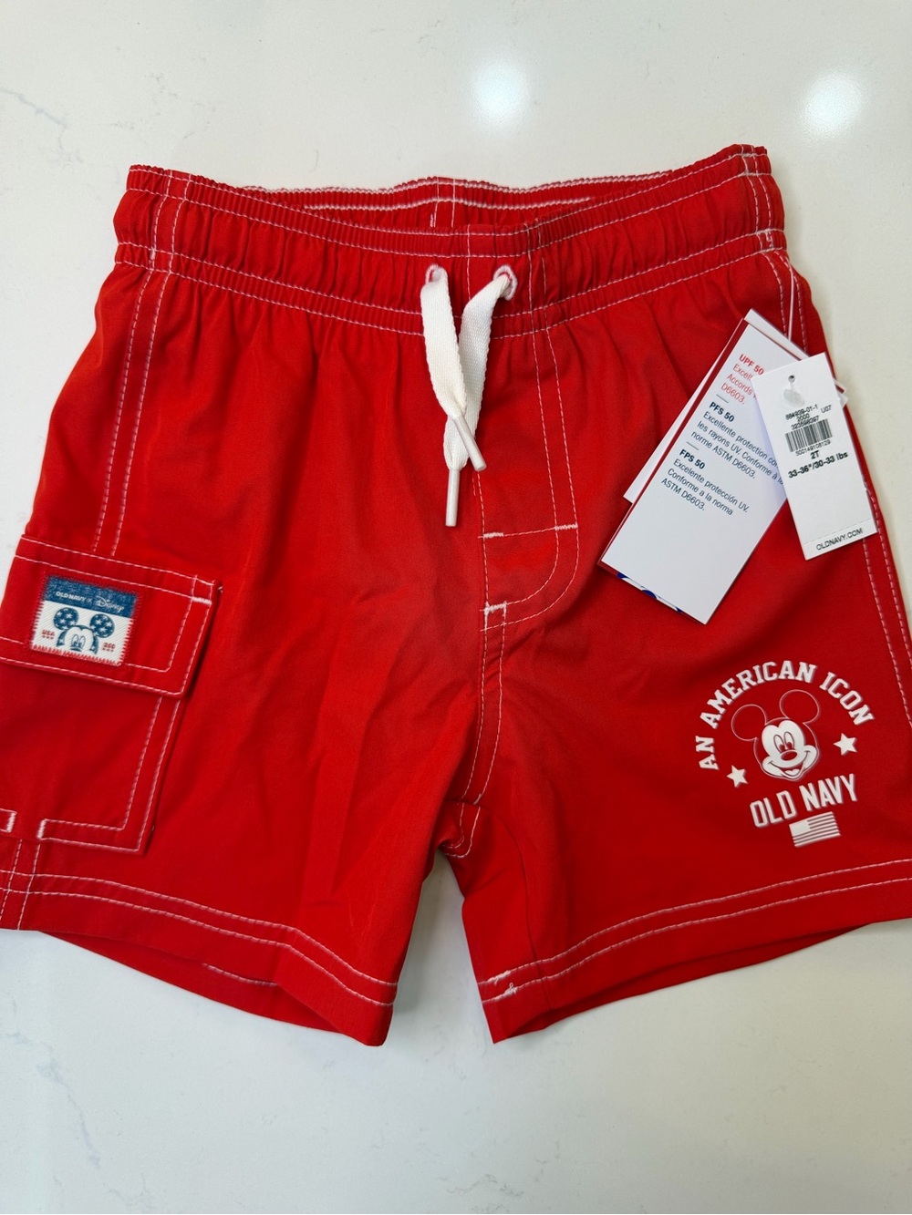 NWT Disney x Old Navy Mickey Mouse Swim Trunks UPF 50 Toddler Boys 2T
